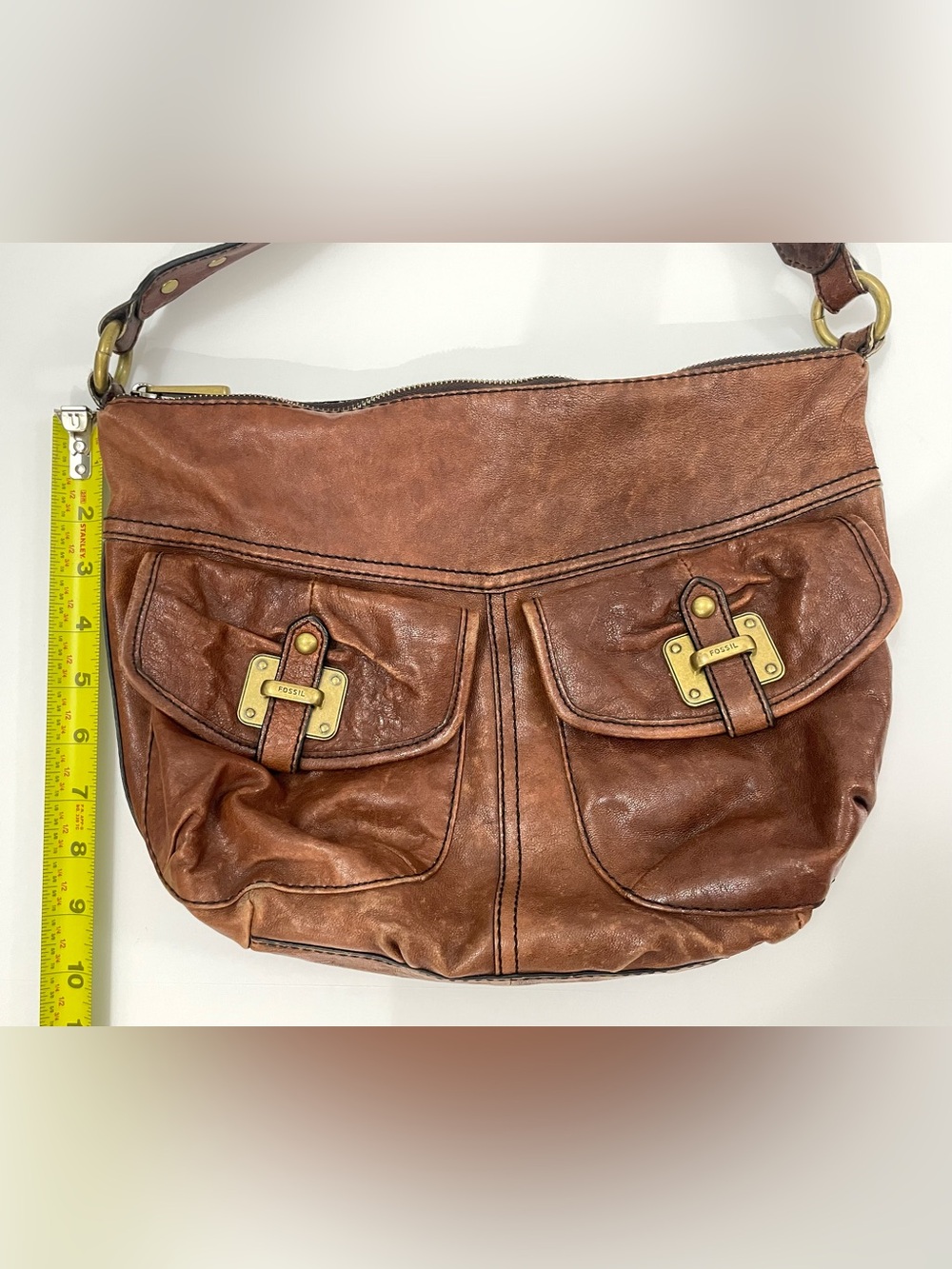 Fossil Long Live Vintage 75082 Distressed Brown Leather Pocket Purse Handbag - Picture 5 of 7
